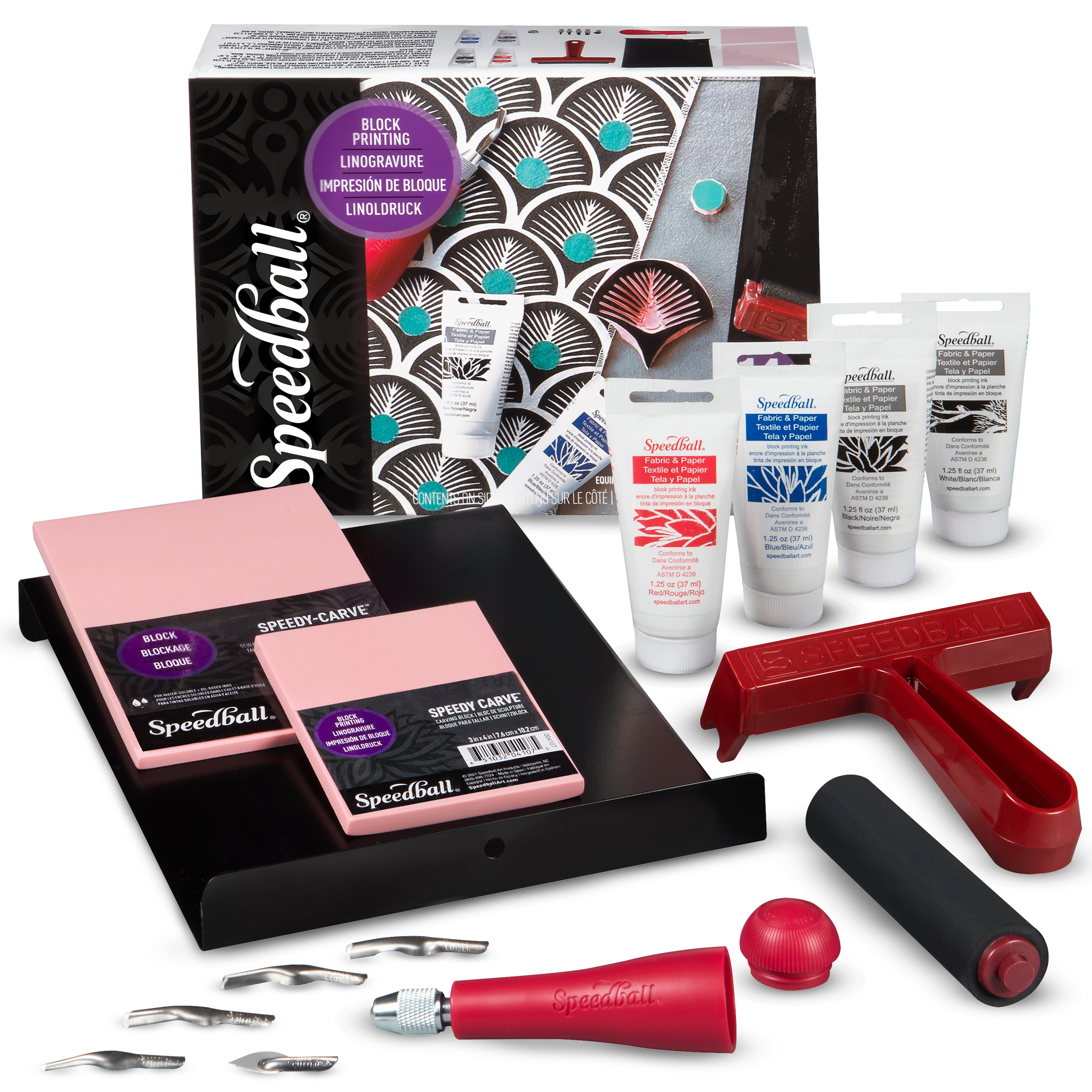 Speedball® | FABRIC BLOCK PRINTING - 14-set DeLuxe Speedball® | FABRIC BLOCK PRINTING - 14-set DeLuxe