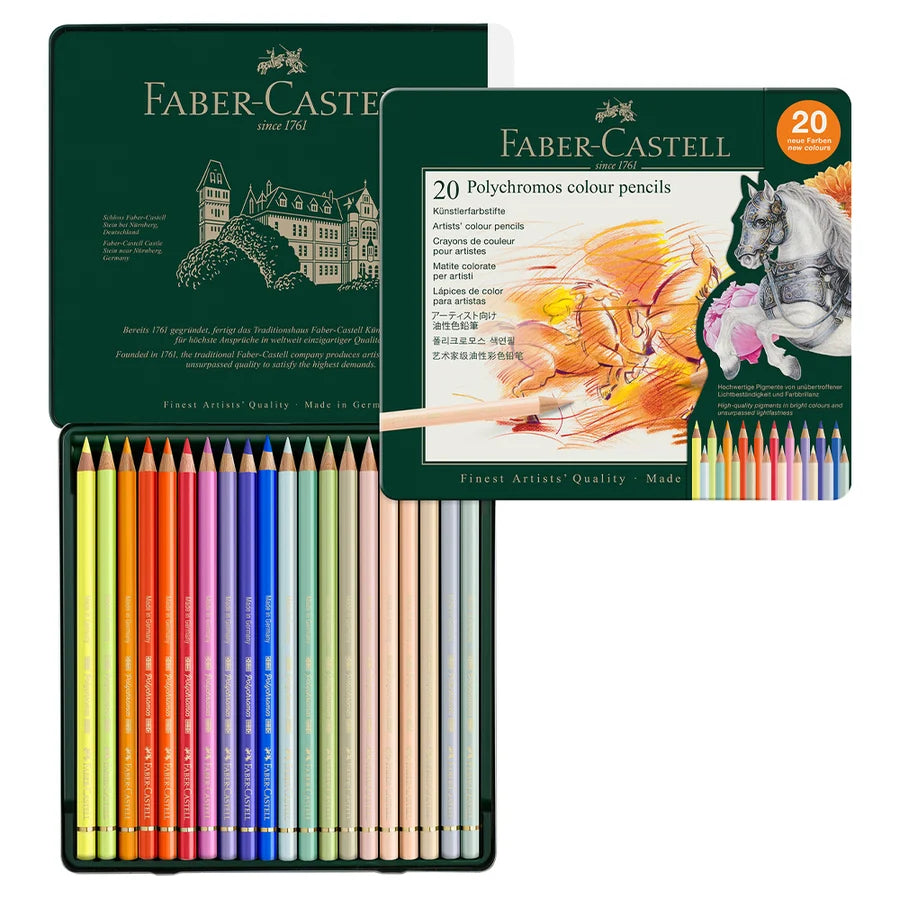 Faber Castell Polychromos Coloured Pencil Set - 20 New Colours