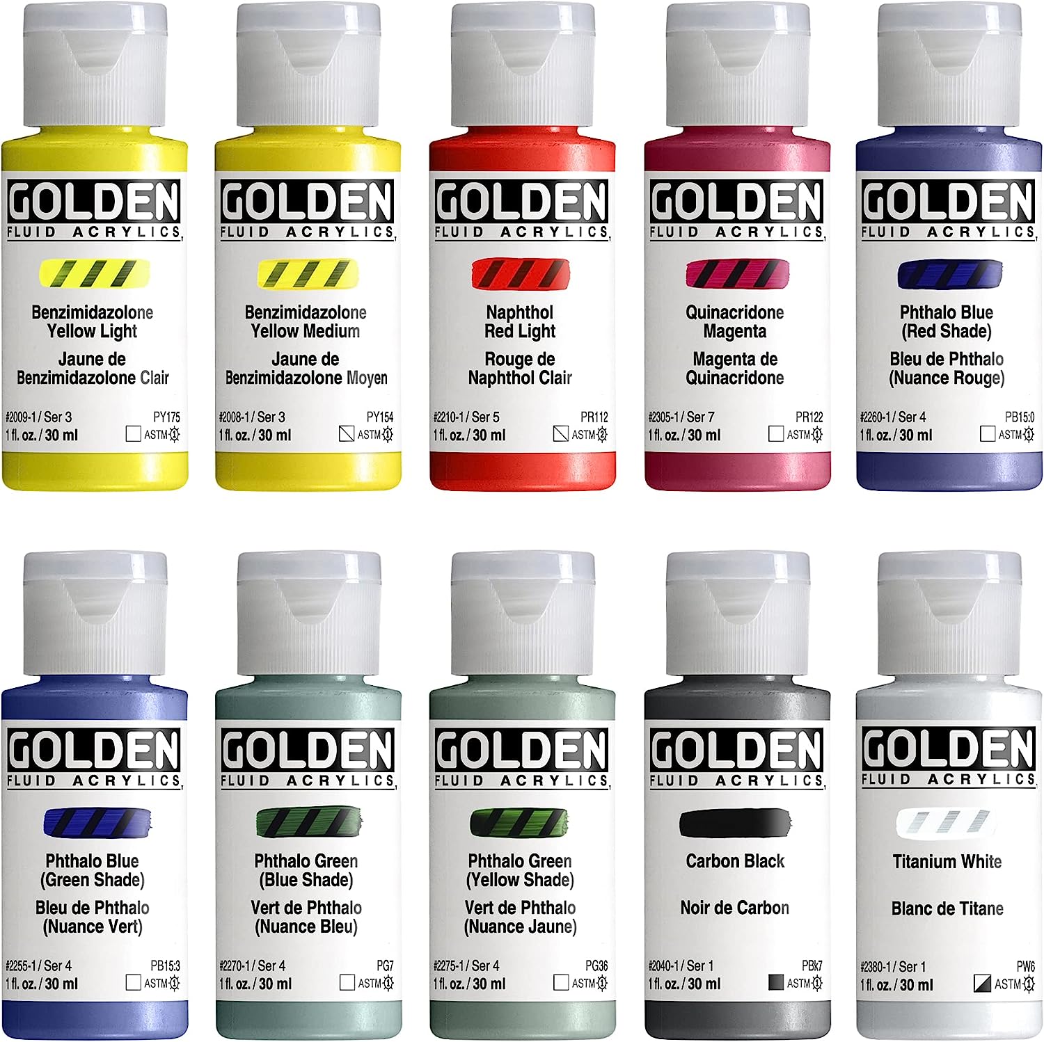 Golden Fluid Mixing Set - 10 x 1oz