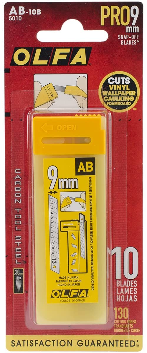 OLFA 9mm Snap Off Silver Blade, 10-Pack