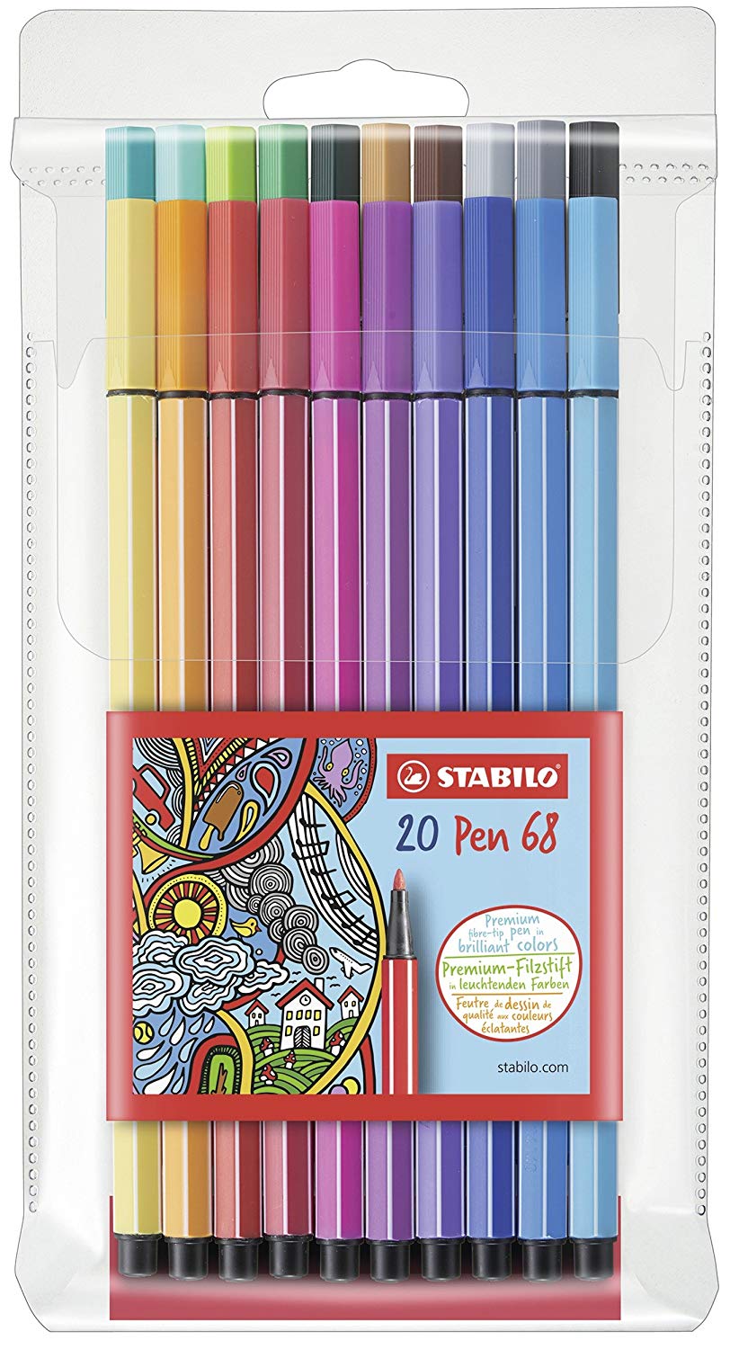 STABILO PEN 68 Fibre Tip Pens – Assorted Set of 9 Colours – Nature Tones
