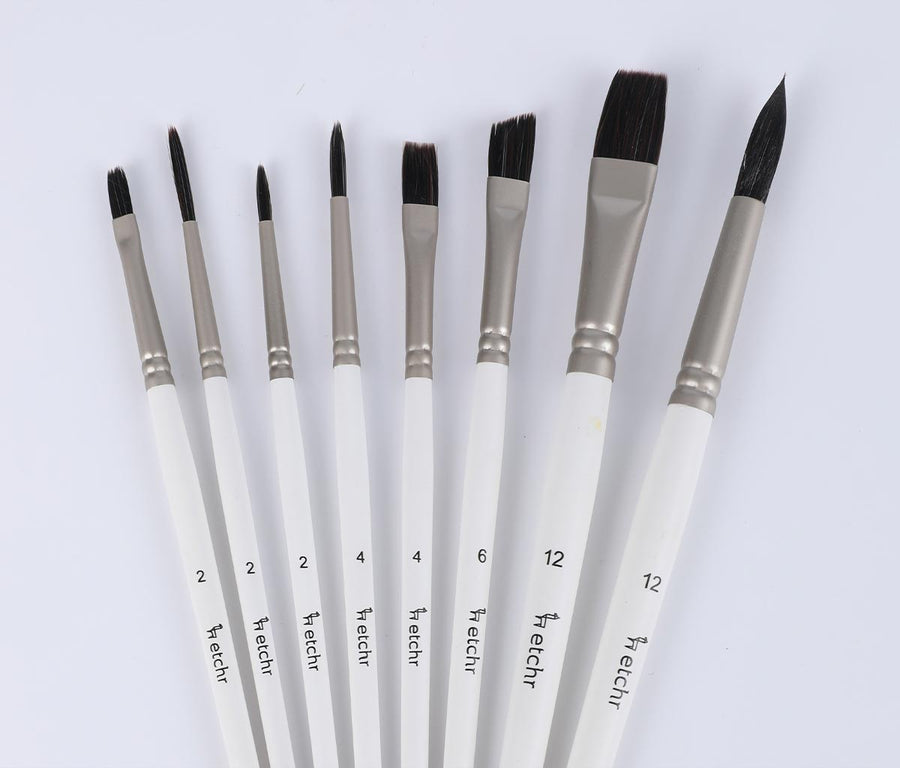 etchr Gouache Brushes: Set of 8