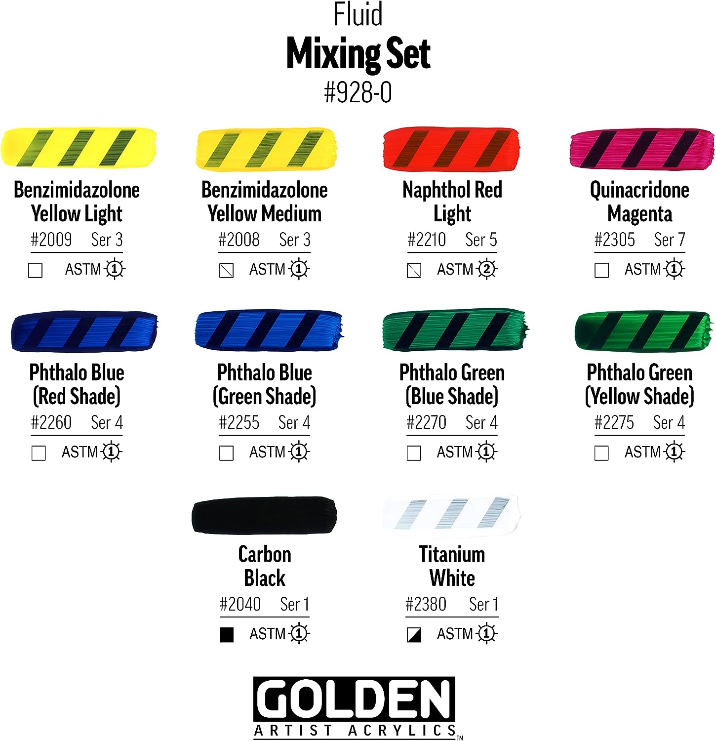 Golden Fluid Mixing Set - 10 x 1oz