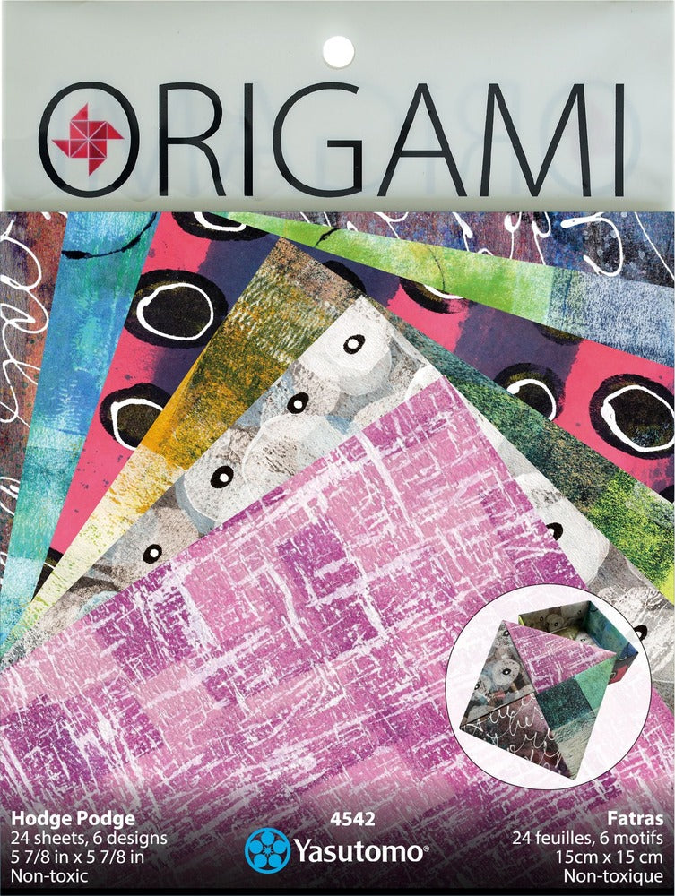 Origami Painted Paper Pack, Hodge Podge - 5 7/8" (24 Sheets/6 Patterns)