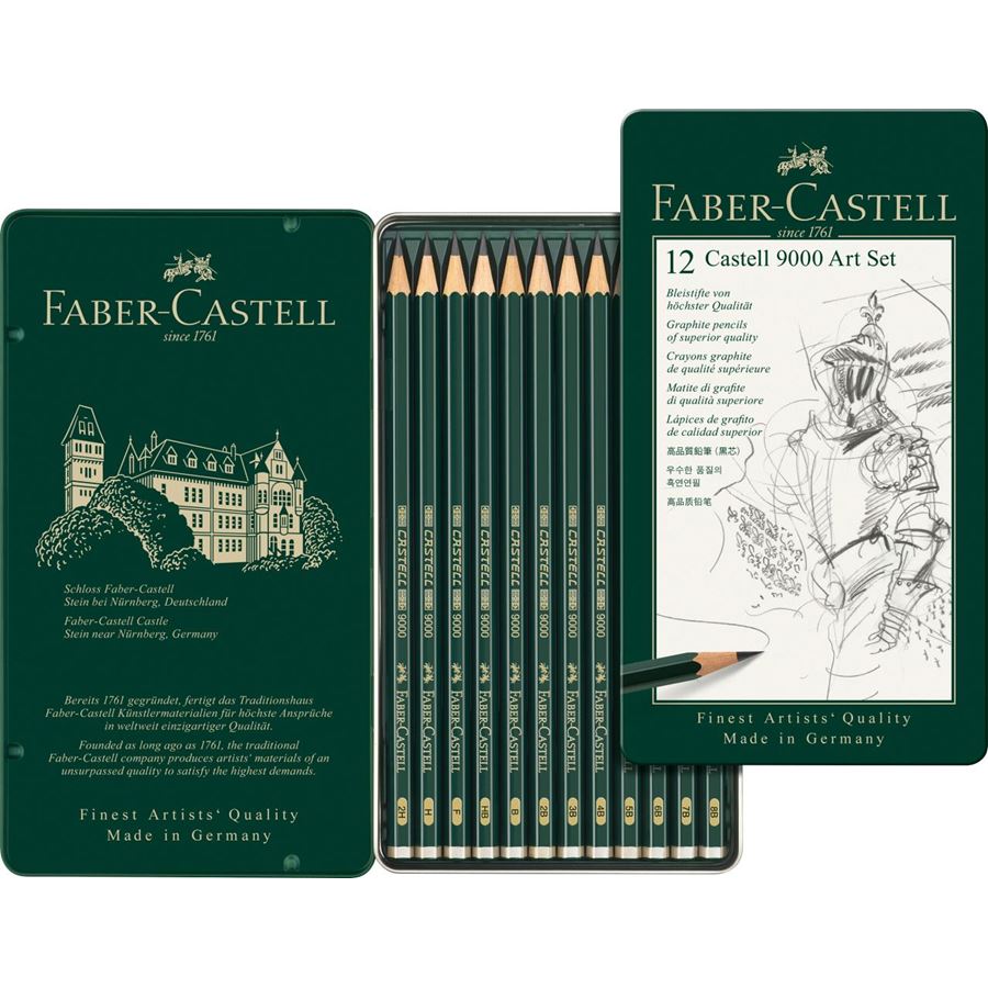 Castell 9000 graphite pencil, Art Set, tin of 12 - Wyndham Art Supplies