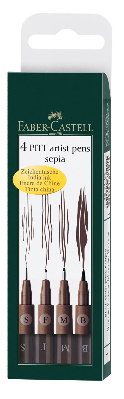 Faber Castell Pitt Pen - Sepia 4-Set