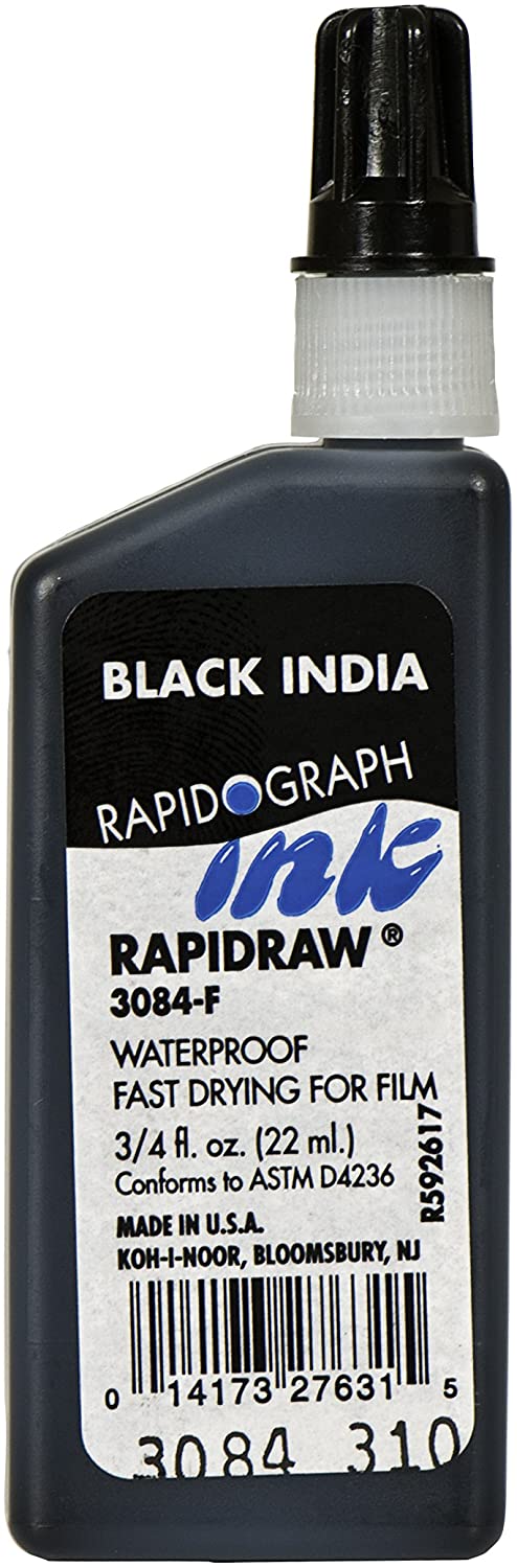 Koh-I-Noor Rapidraw Ink, 0.75 Oz Bottle, Black - Wyndham Art Supplies