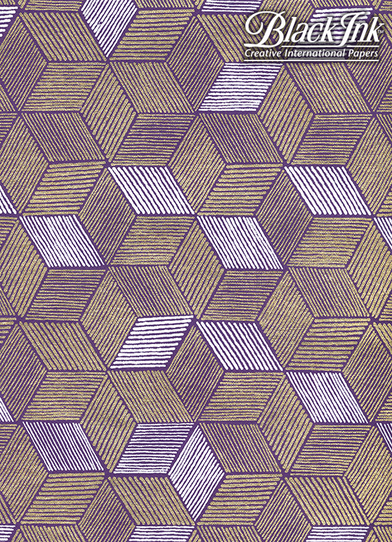 Cubism - Gold/White on Purple 22″ x 30″