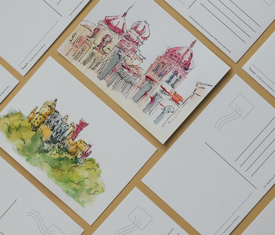 etchr Premium Watercolour Postcards
